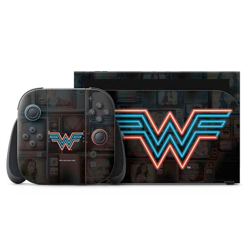 Wonder Woman 1984 (2020) Neon Logo Nintendo Switch 2 (2025) with Joy-Con Skin